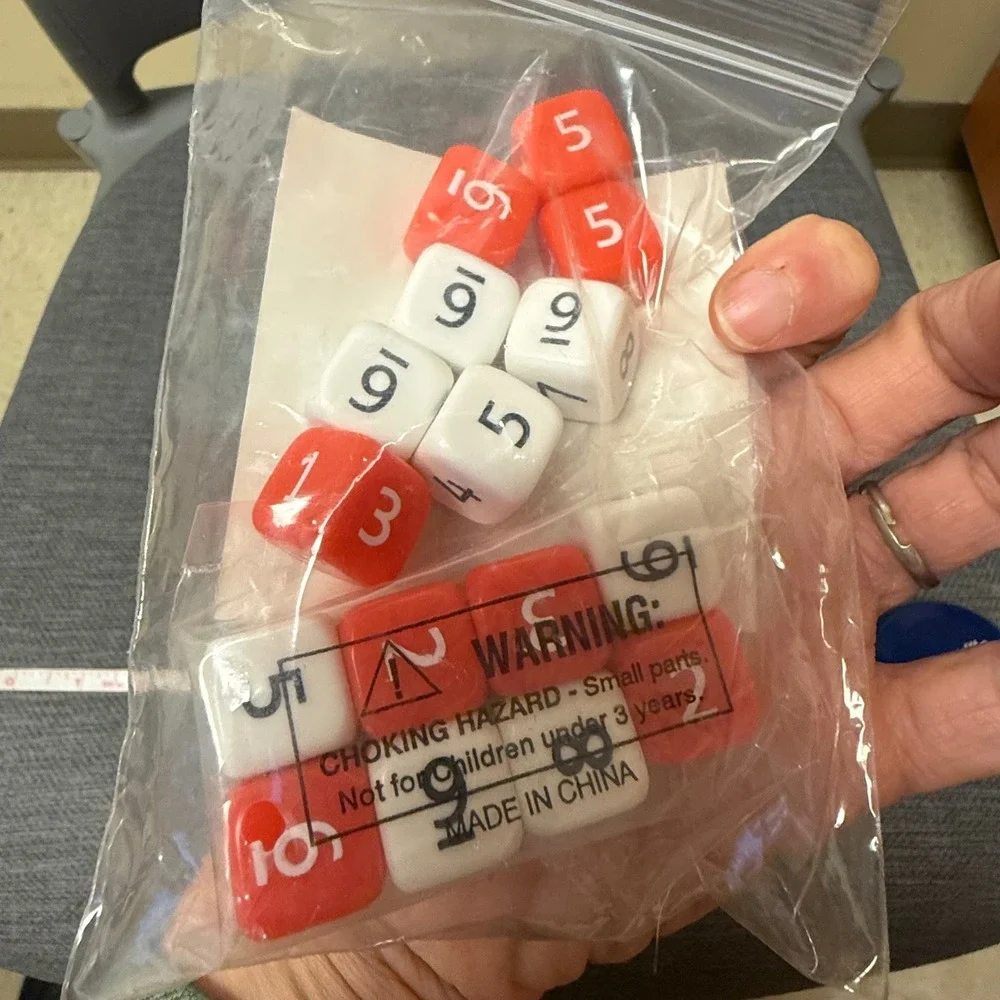 Scholastic Number Cube Set 1-6 and 4-9 Red White Math Dice Item  NEW